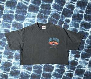 Hanes Comfort-T Red River Memorial Day Run Biker Graphic Crop Top T-Shirt
